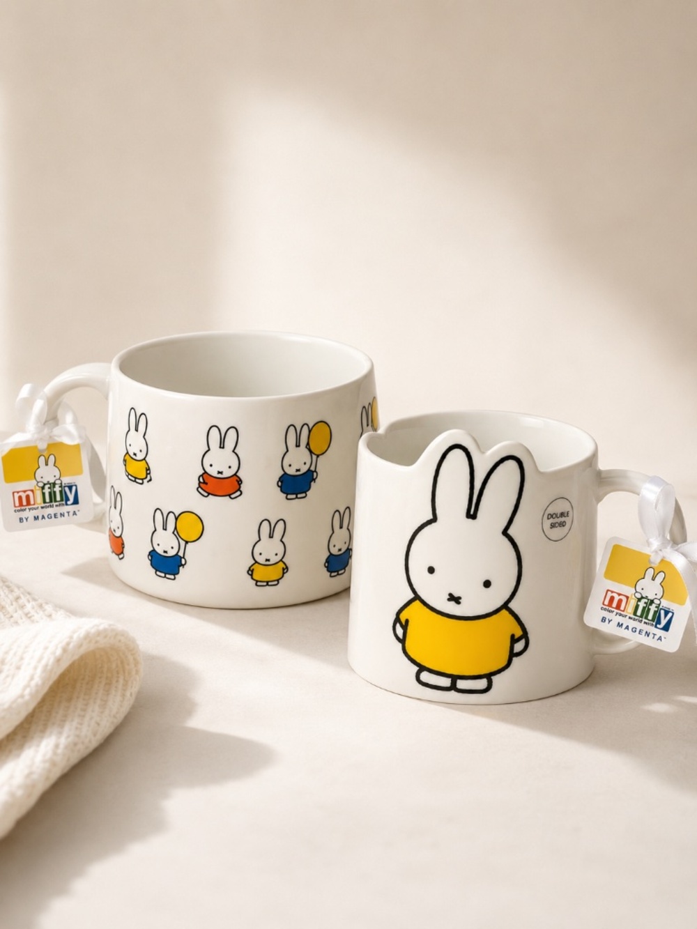 Miffy by Magenta Set of 2 Jumbo 18oz Ceramic Coffee Mugs Double-Sided NWT Gift